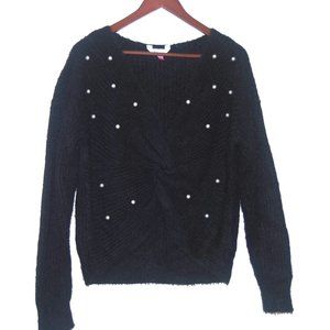 Nobo Black Twisted Long Sleeve Beaded Sweater Size XL